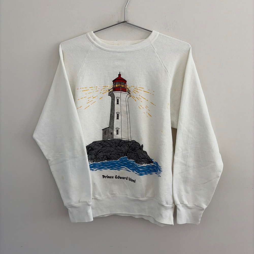 Vintage Quality Goods Prince Edward Island Lighthouse Sweatshirt White Small